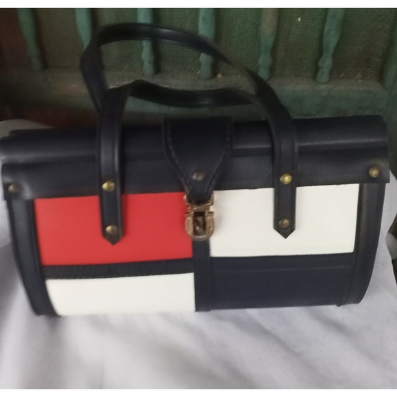 Vintage 1950s/60's Spilene Purse Red White Blue Faux Leather Handbag - Picture 5 of 7
